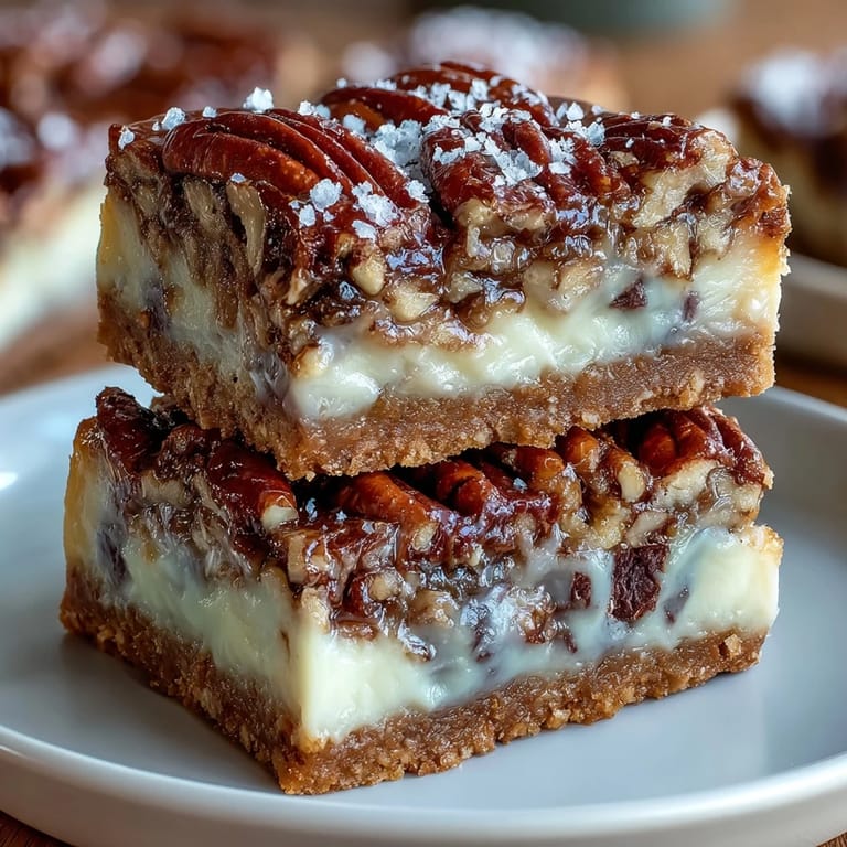 Decadent pecan pie bars featuring a bourbon-infused filling and crunchy pecans over golden shortbread.
