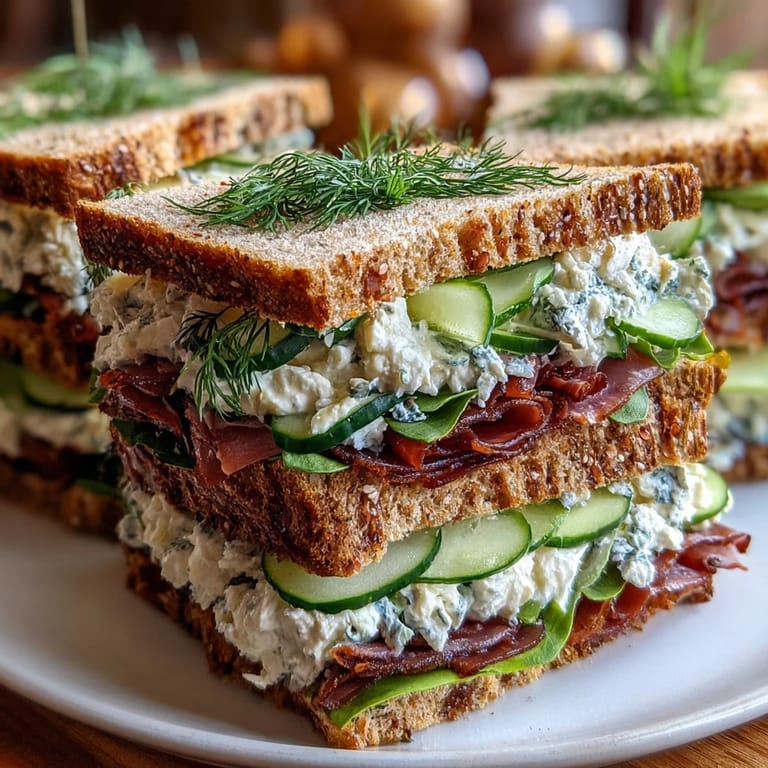 Three varieties of delicate finger sandwiches—cucumber dill, creamy egg salad, and savory ham—perfect for Derby parties or afternoon tea.