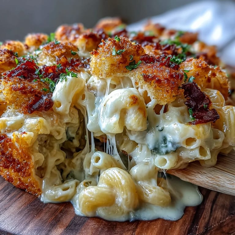 Rich, creamy oven-baked macaroni and cheese with layers of sharp cheddar, perfect for holiday feasts or cozy weeknight meals.