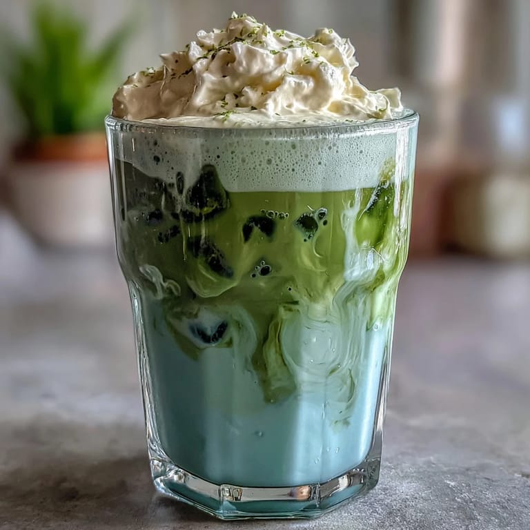 Enjoy this refreshing Mother’s Day Iced Matcha Latte, complete with frothy vanilla topping.