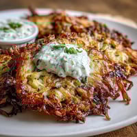 Golden zucchini fritters with feta, served with cool yogurt mint sauce.